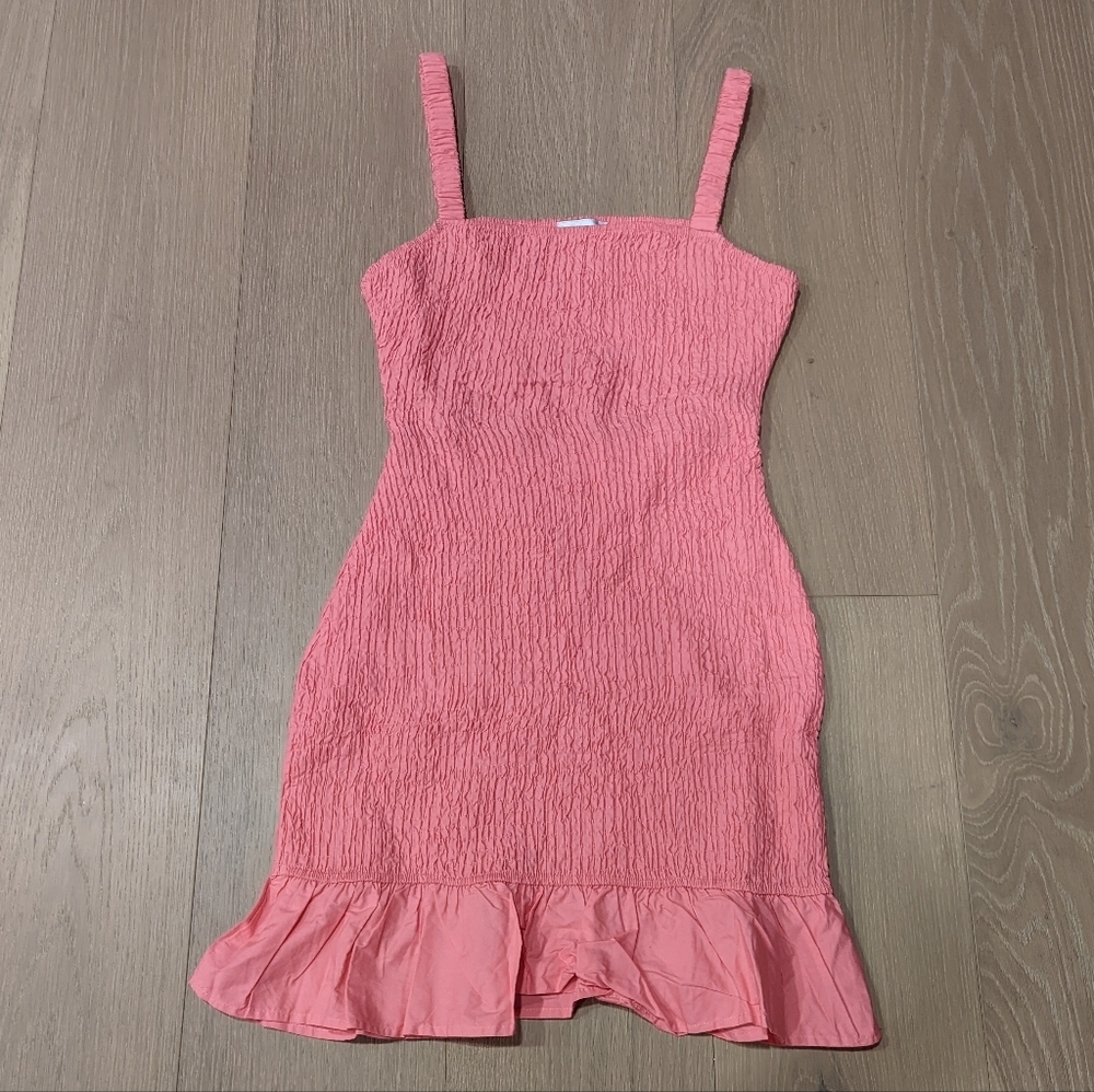 Pink Ruffled Smocked Mini Dress
